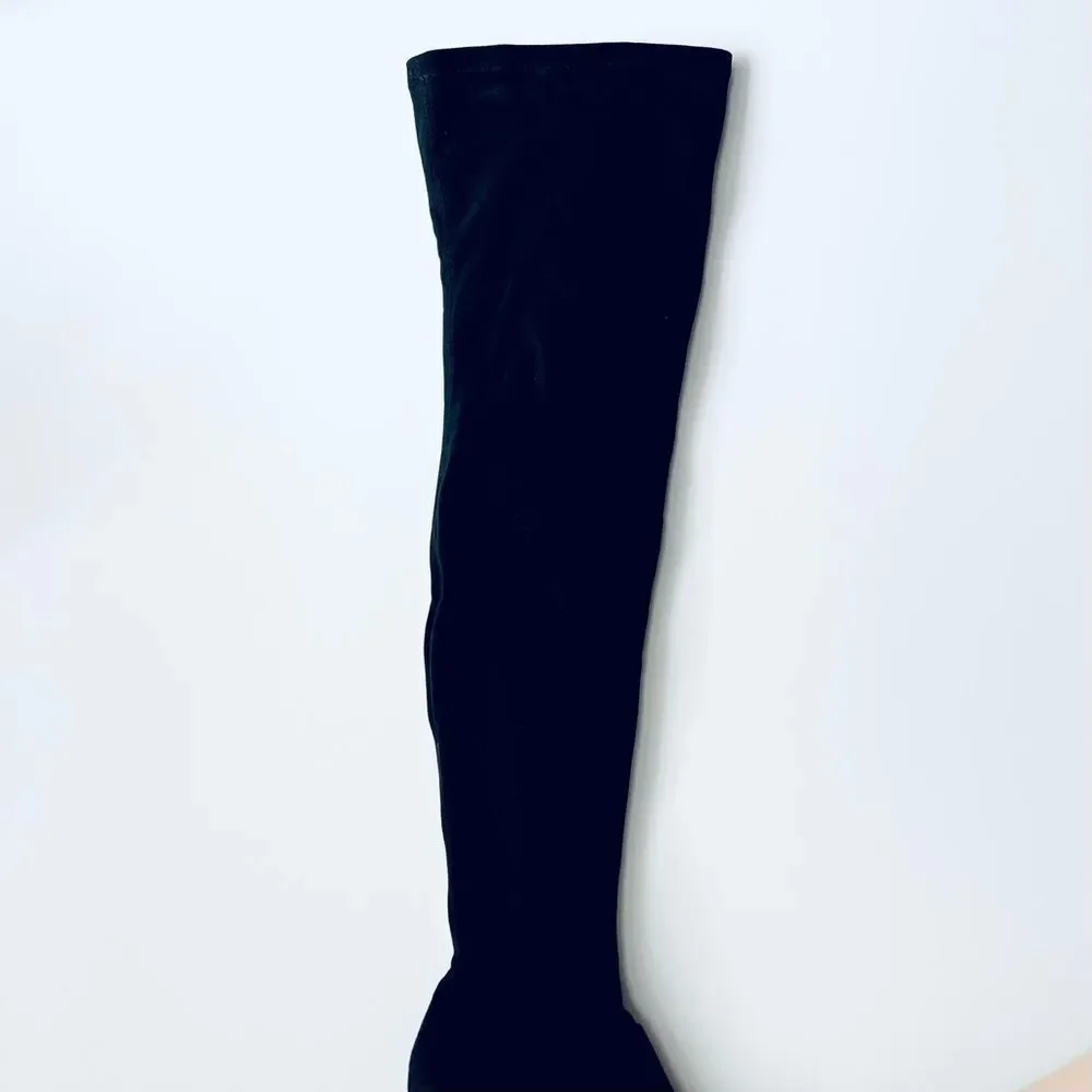 Steve Madden Larah Over The Knee Boots Black Heeled Sock Boot Size 8